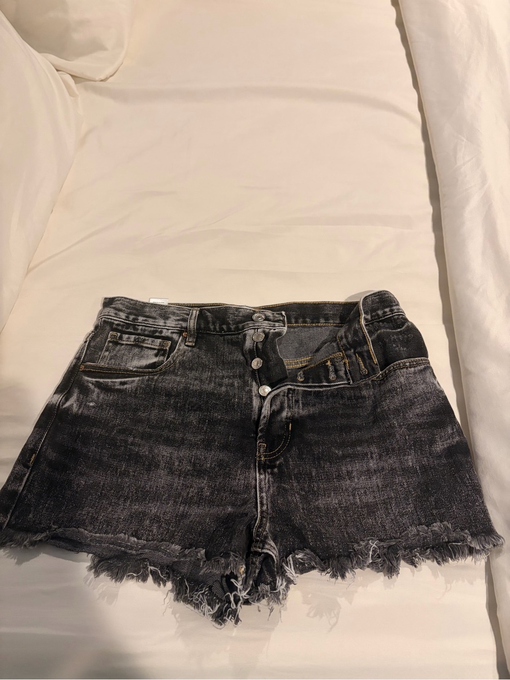 PacSun Washed Black Frayed Hem Denim Shorts